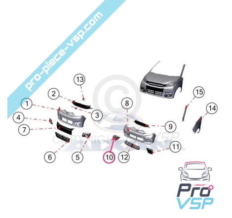 Right grid of front bumper