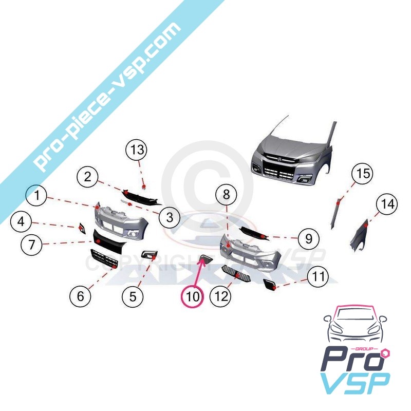 Right grid of front bumper