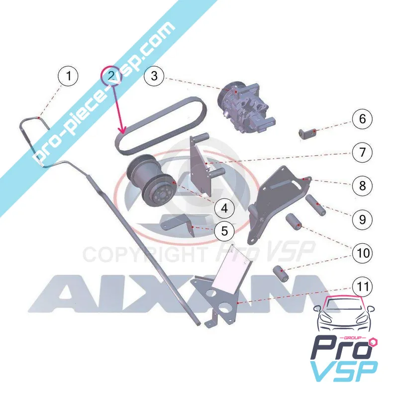 Air conditioning belt for Aixam City , Coupé , Crossline , Crossover / Range Sensation , Émotion