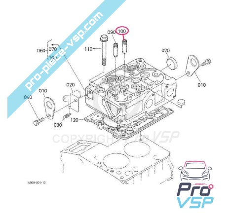 Guide de soupape d'échappement pour Aixam / Moteur Kubota Z402 , Z482 , Z602 , Z482-E4B , Z602-E4B