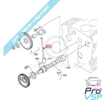 Haste da válvula para Aixam / Motor Kubota Z482 , Z482-E4b, Z602 , Z602-E4b