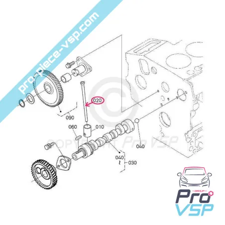 Stelo della valvola per Aixam / Motore Kubota Z482 , Z482-E4b, Z602 , Z602-E4b