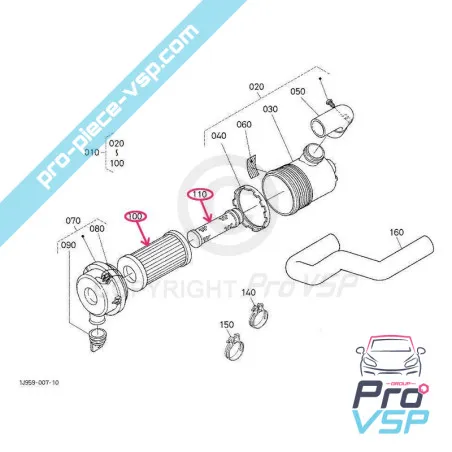 Filtre à air complet pour Aixam / Moteur Lombardini essence , Kubota Z602 , Z482-E4B , Z602-E4B