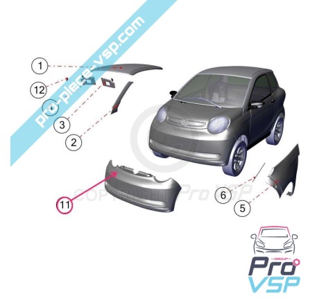 Pare choc avant origine pour Minauto , Cross Minauto / Gamme Sensation / Blanc Pur