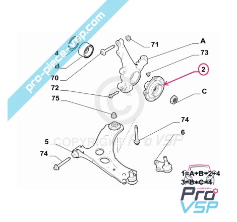 Cubo da roda da frente para Citroën Ami / Opel Rocks-E / Fiat Topolino
