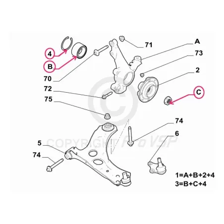 Roulement de roue avant origine pour Citroën Ami 2ème montage / Opel Rocks-E / Fiat Topolino