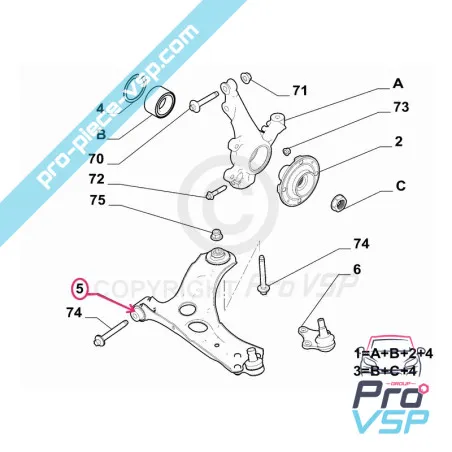 Triangle avant droit origine pour Citroën Ami / Opel Rocks-E / Fiat Topolino