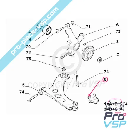 Rotule de suspension origine pour Citroën Ami / Opel Rocks-E / Fiat Topolino