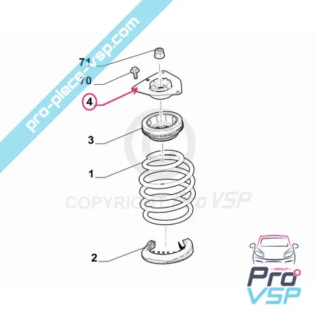 Övre chock toppstöd före ursprung för Citroën Ami / Opel Rocks-E / Fiat Topolino