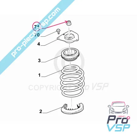Vorderer Stoßdämpferkopf für Citroën Ami / Opel Rocks-E / Fiat Topolino
