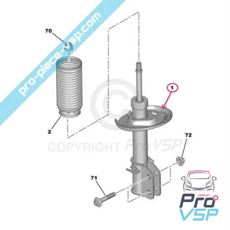 Ammortizzatore prima dell'origine per Citroën Ami 1a assemblaggio / Opel Rocks-E