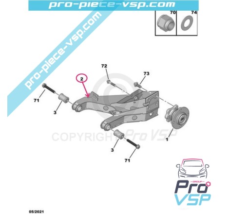 Bras de suspension arrière gauche pour Citroën Ami 1er montage / Opel Rocks-E