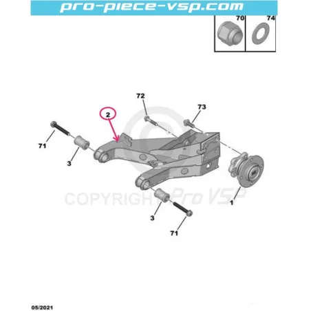 Vänster rygghäftsarm för Citroën Ami andra upplagan / Opel Rocks-E / Fiat Topolino