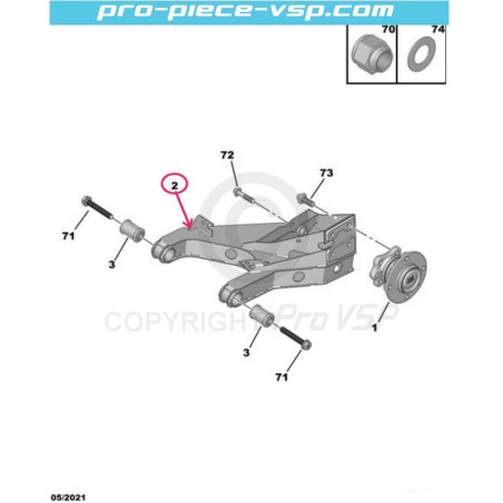 Rechter hinterer Aufhängungsarm für Citroën Ami 2. Bearbeitung / Opel Rocks-E / Fiat Topolino