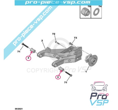 Bloco de braço de volta silencioso para Citroën Ami / Opel Rocks-E / Fiat Topolino