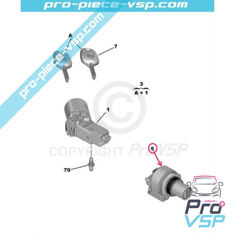 Barillet de porte origine pour Citroën Ami