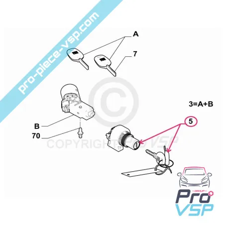 Barillet de porte origine pour Fiat Topolino