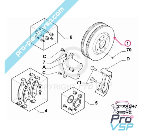 Kit de disco de freio dianteiro para origem para Citroën Ami / Opel Rocks-E / Fiat Topolino / Primeira montagem