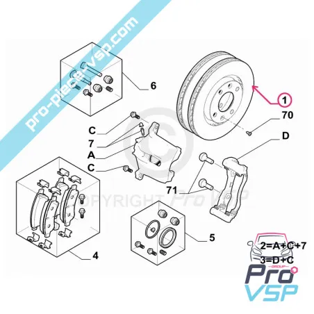 Kit disque de frein avant origine pour Citroën Ami / Opel Rocks-E / Fiat Topolino / Premier montage