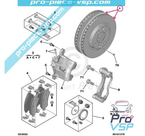 Kit de disco de freio dianteiro para origem para Citroën Ami / Opel Rocks-E / Fiat Topolino / Segunda montagem