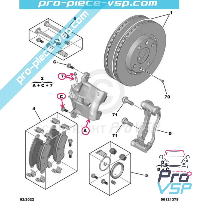Front brake brake tract Origin for Citroën Ami / Opel Rocks-E / Fiat Topolino
