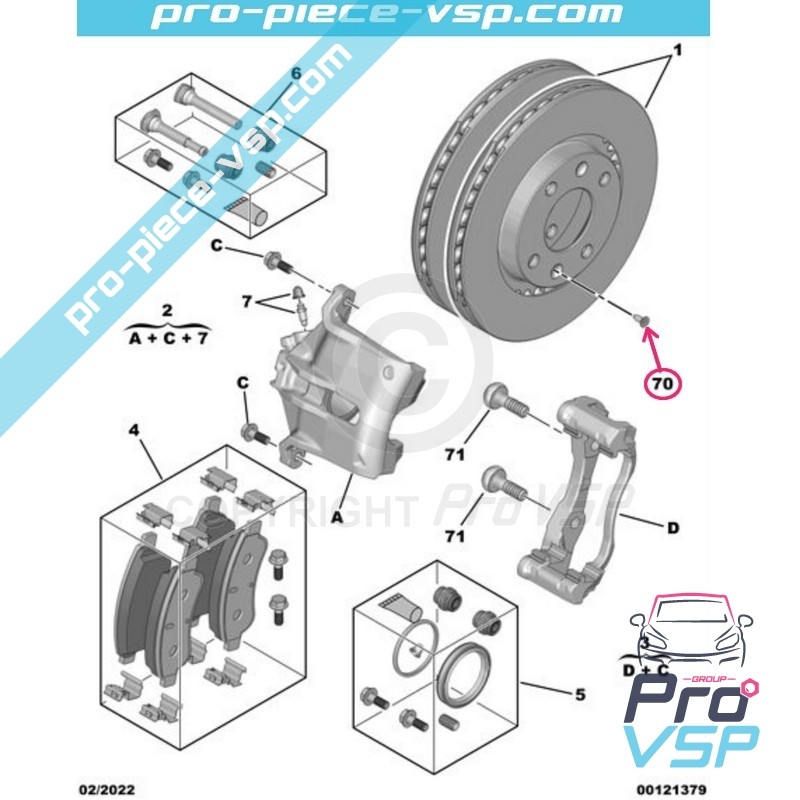 Front brake disc screw kit