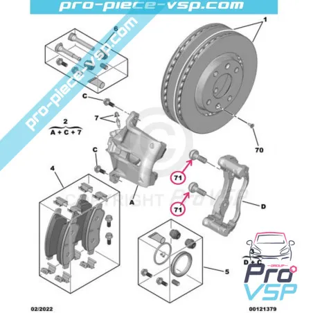 Vis d'étrier de frein avant origine pour Citroën Ami / Opel Rocks-E / Fiat Topolino