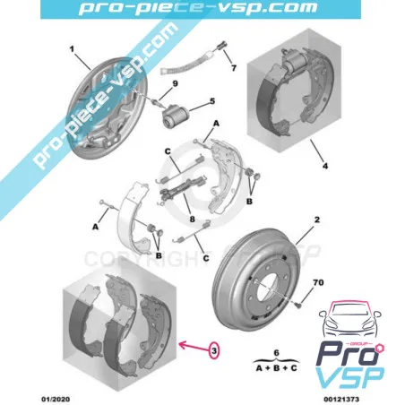 Heckbremsbacken Ursprung für Citroën Ami / Opel Rocks-E / Fiat Topolino