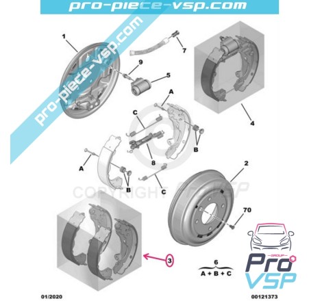 Mandíbulas de freio traseiro para Citroën Ami / Opel Rocks-E / Fiat Topolino