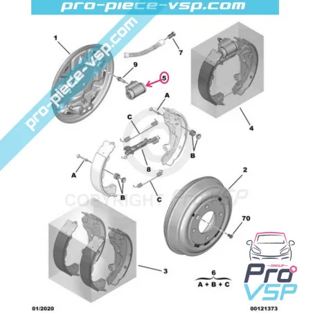 Cylindre de roue arrière origine pour Citroën Ami / Opel Rocks-E / Fiat Topolino