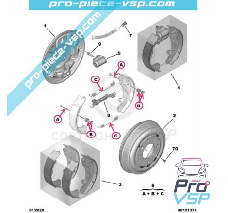 Kit spring brake jaws