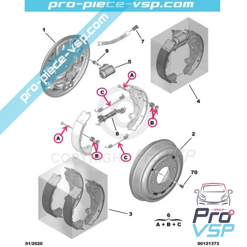 Kit spring brake jaws