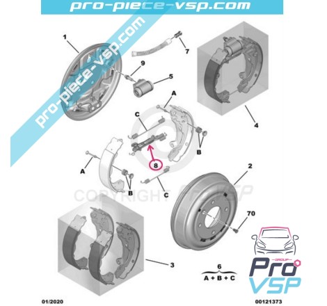 Ajuste da mandíbula de freio para Citroën Ami / Opel Rocks-E / Fiat Topolino
