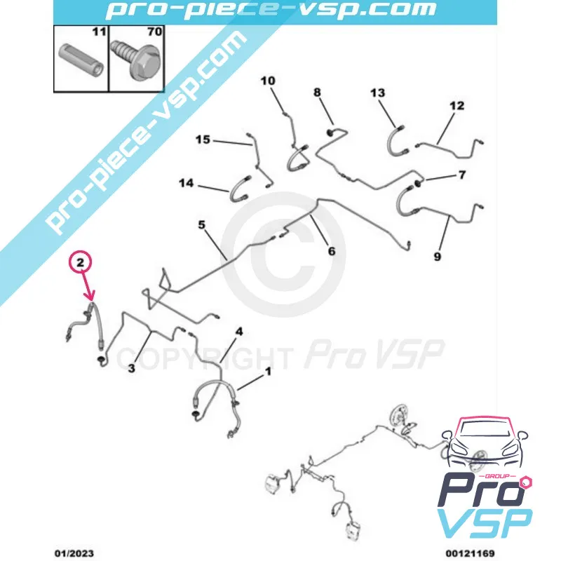 Origem da mangueira do freio dianteiro para Citroën Ami 1ª Assembléia / Opel Rocks-E