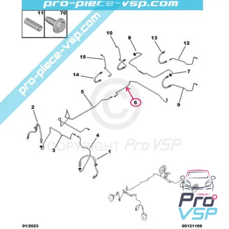 Zentraler Bremsschlauchursprung für Citroën Ami / Opel Rocks-E / Fiat Topolino / Hintersten