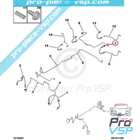 Hinterer Bremsschlauch links Ursprung für Citroën Ami / Opel Rocks-E / Fiat Topolino