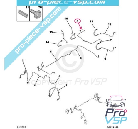 Origem da mangueira de freio traseira para Citroën Ami / Opel Rocks-E / Fiat Topolino