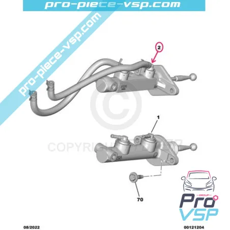 Cilindrul principal de origine pentru Citroën Ami A treia asamblare / Opel Rocks-E / Fiat Topolino