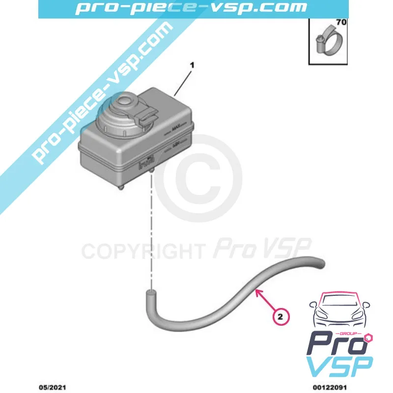 Tuyau de bocal de liquide de frein pour Citroën Ami 1er montage / Opel Rocks-E