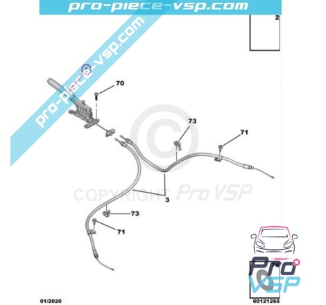 Alavanca de freio de mão para Citroën Ami / Opel Rocks-E / Fiat Topolino