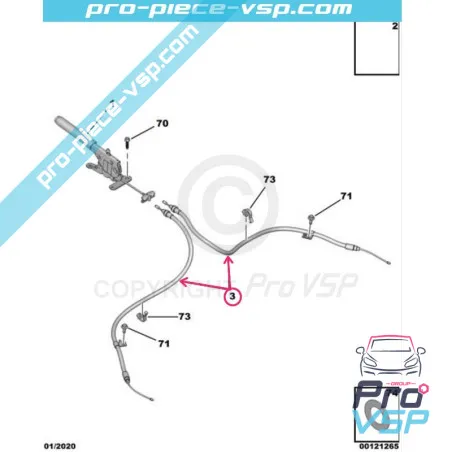 Cabo de freio de mão de origem para Citroën Ami / Opel Rocks-E / Fiat Topolino