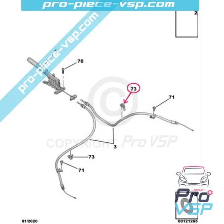 Fixação do cabo do handbrake para Citroën Ami / Opel Rocks-E / Fiat Topolino