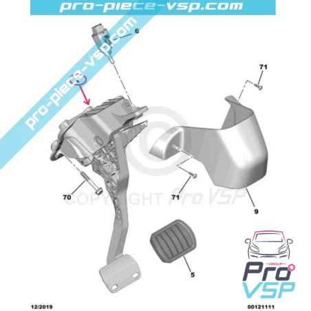 Pédale de frein pour Citroën Ami / Opel Rocks-E / Fiat Topolino