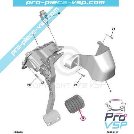 Brake pedal rubber for Citroën Ami / Opel Rocks-E / Fiat Topolino