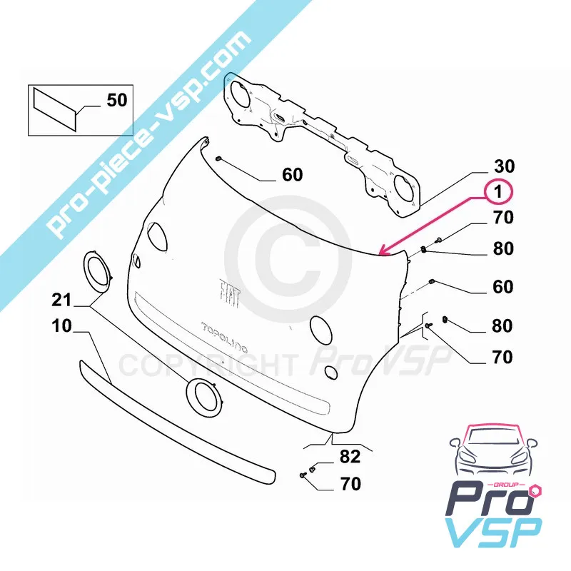 Pare choc avant origine vert clair pour Fiat Topolino