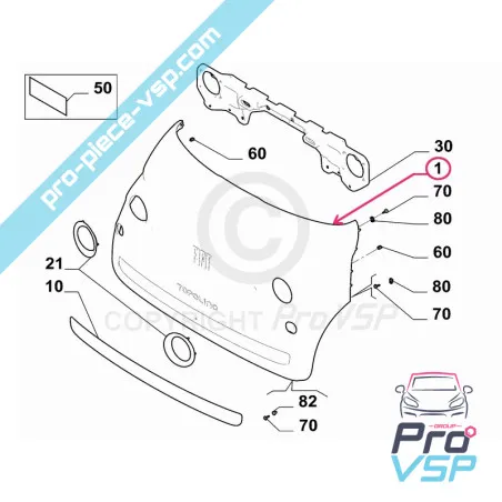 Pára-choques antes da origem verde luz para Fiat Topolino
