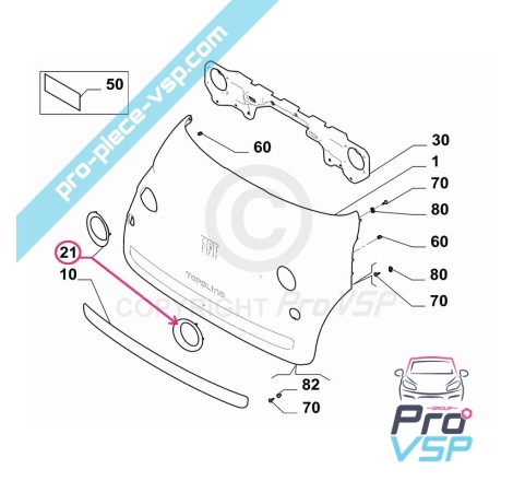 Origem esquerda da hubcap de farol para Fiat Topolino