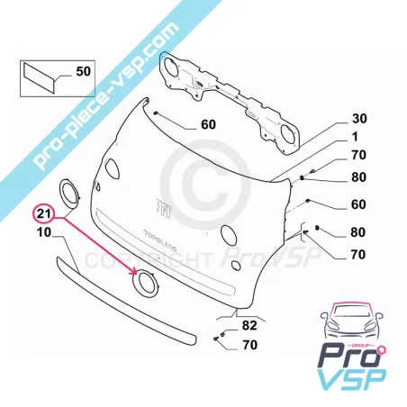 Origem esquerda da hubcap de farol para Fiat Topolino