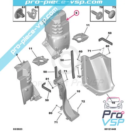 Pare boue de passage de roue gauche pour Citroën Ami / Opel Rocks-E / Fiat Topolino