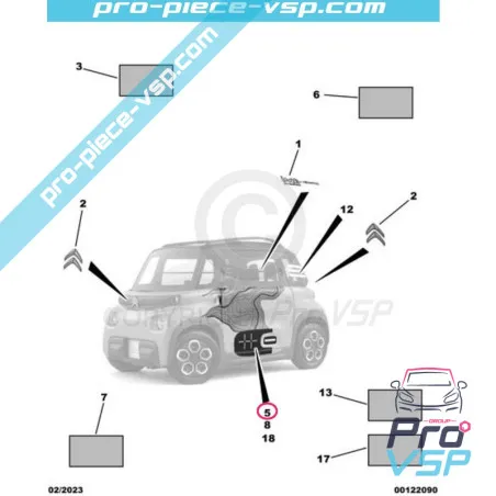 Adesivo della porta destra per Citroën Ami / Kaki pack